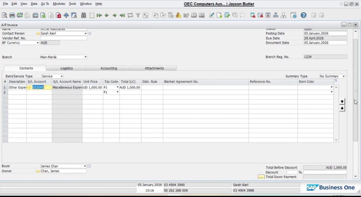 GL Account Needs DR Assignment