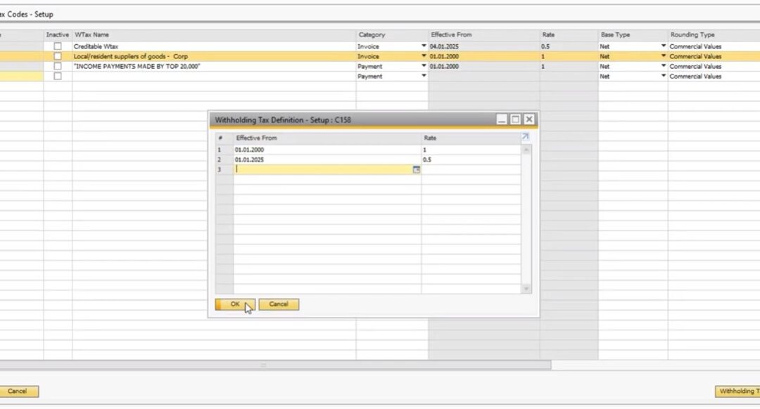 How to Update Withholding Tax Rates in SAP Business One