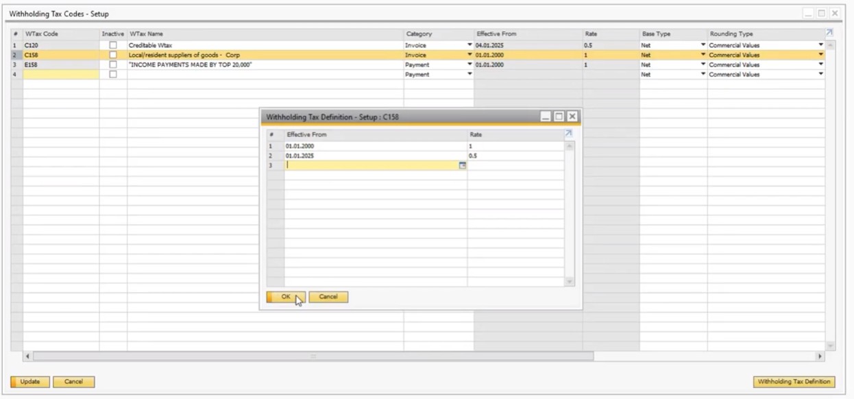 How to Update Withholding Tax Rates in SAP Business One